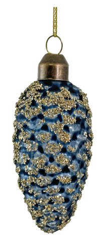 shishi Glass cone blue mat gold glass glitter 7cm