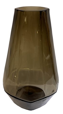 shishi Glass cone vase angled lt smoke d15;h23c