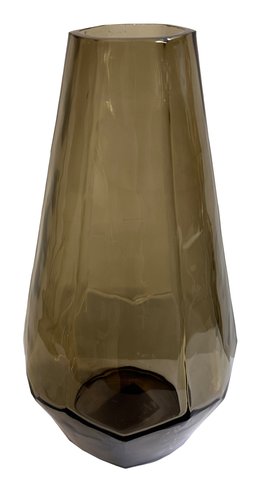 shishi Glass cone vase angled lt smoke d17;h29c