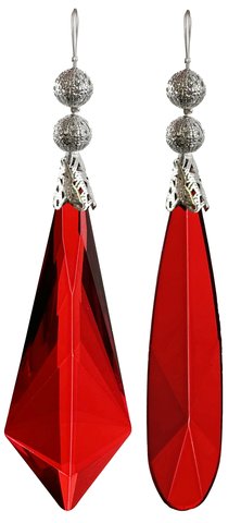 shishi Glass crystal transparent red mix2 12cm