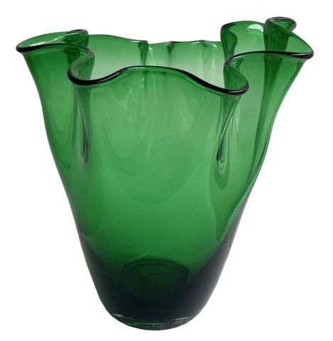 shishi Glass curled vase green d23;h24cm