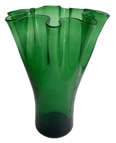 shishi Glass curled vase green d27;h34cm