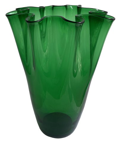shishi Glass curled vase green d31;h37cm