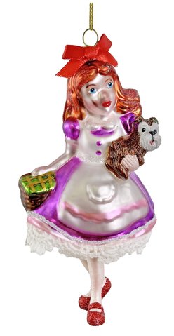 shishi Glass Dorothy with dog ornament 14cm