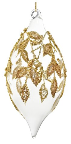 shishi Glass drop clear gold beaded deco 13cm