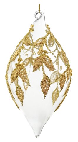shishi Glass drop clear gold beaded deco 15cm