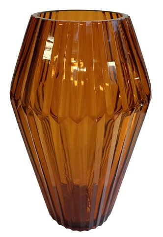 shishi Glass drop vase lined amber d18;h28cm