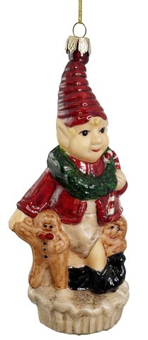 shishi Glass elf with gingerbreads aged red 15cm