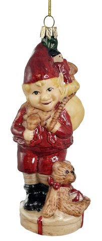 shishi Glass elf with teddy aged red 15cm