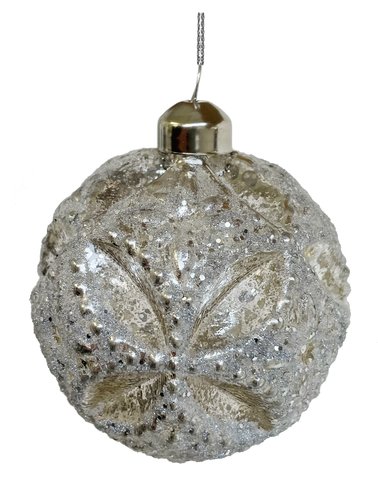 shishi Glass floral ball antique silver sugared