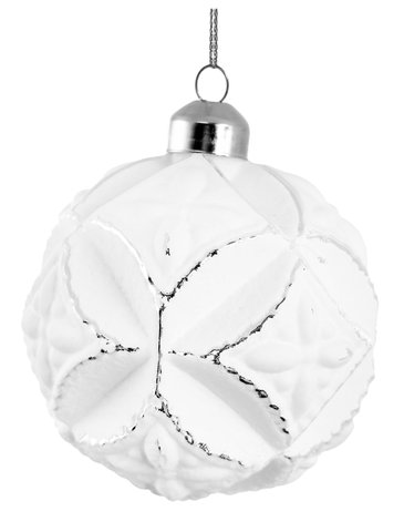 shishi Glass floral ball silver white 8cm