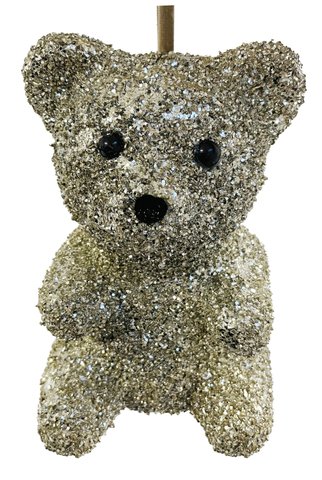 shishi Glass glitter sitting bear silver 17cm