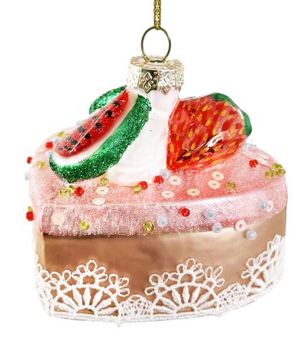 shishi Glass heart shape cake ornament 7 5cm