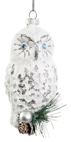 shishi Glass owl sugared antique silver 13 5cm