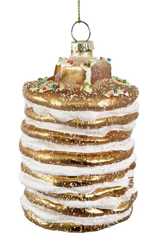 shishi Glass pancakes ornament gold white 10cm