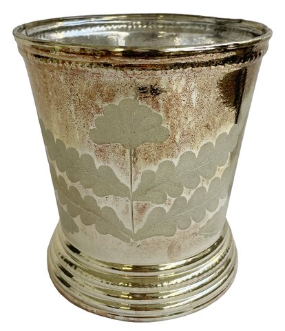 shishi Glass pot engraved rustic gold13;h14cm