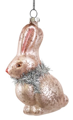 shishi Glass rabbit pink with tinsel 12cm