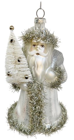 shishi Glass Santa ornament silver-white 16cm