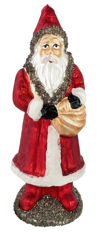 shishi Glass Santa red mat w/gold glitter H24cm