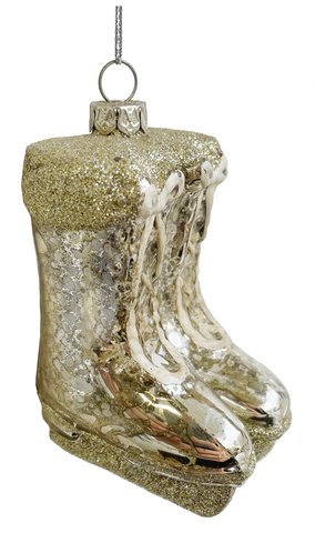 shishi Glass skates antique silver gold glitter