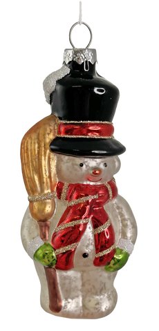shishi Glass snowman ornament white-red-black 12cm