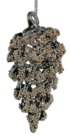 shishi Glass spun cone grey silver beaded 6cm