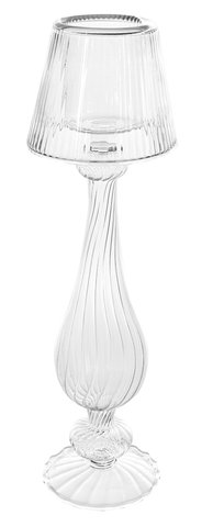 shishi Glass T-light lamp clear lined 30cm