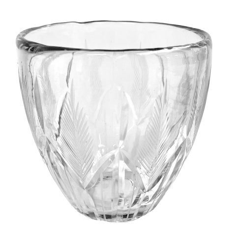 shishi Glass thick votive pot leaf cutting d9;h