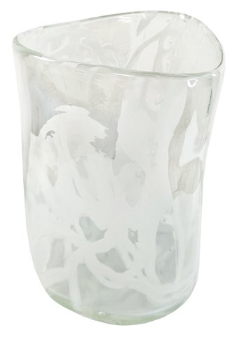 shishi Glass triangle cylinder vase clear white