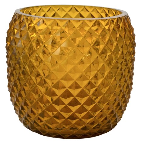 shishi Glass vase diamond cut amber d16 5;h14 5cm