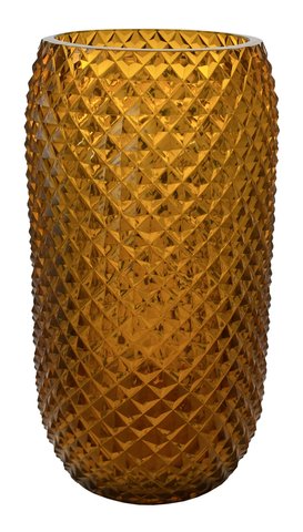 shishi Glass vase diamond cut amber d16;h29 5cm