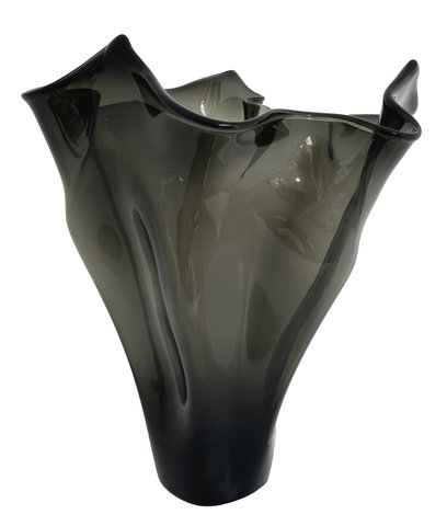 shishi Glass vase organic smoked grey h53cm