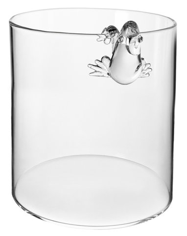 shishi Glass vase with frog clear d10 5 h13cm