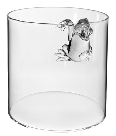 shishi Glass vase with frog clear d8 h9cm