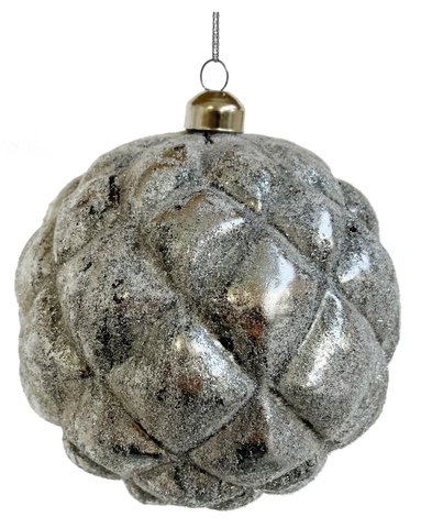 shishi Glass velvet ball frosted silver grey 1