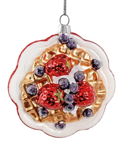 shishi Glass waffle on plate ornament 10cm
