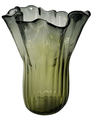 shishi Glass wave vase green grey d33;h43cm