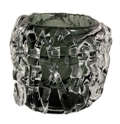 shishi Glass woven vase grey smoked d13 h11cm