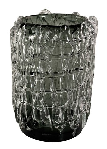 shishi Glass woven vase grey smoked d18 h23cm