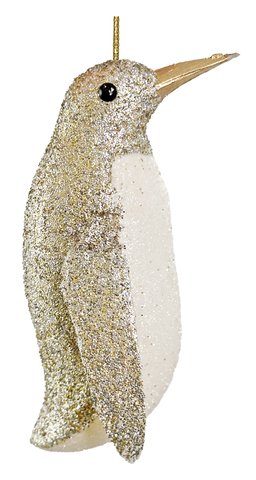 shishi Glitter penguin ornament champagne 12cm