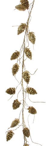 shishi Glitter small cone garland gold 120cm