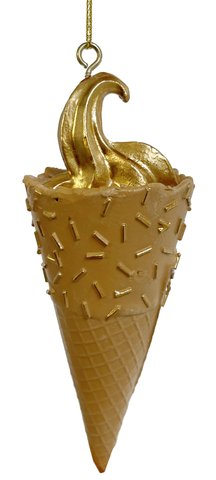 shishi Ice cream cone ornament brown-gold 10cm