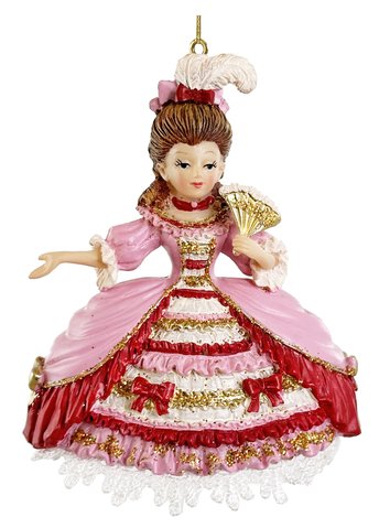 shishi Lady ornament with fan pink 10cm