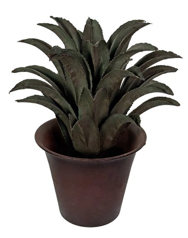 shishi Metal aloe in pot green h40cm