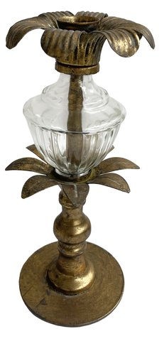 shishi Metal and glass CH antique gold h24 5cm