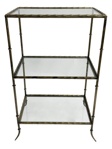 shishi Metal bamboo table with glass shelves an
