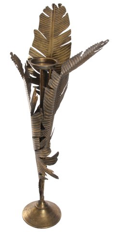 shishi Metal banana leaves candle holder gold 1