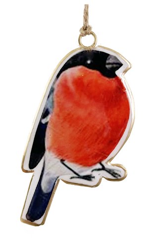 shishi Metal bullfinch sitting ornament red 11cm