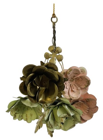 shishi Metal flower bundle pink-green-gold 20cm