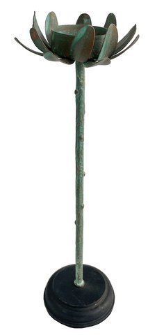 shishi Metal flower T-light holder verdigris h2